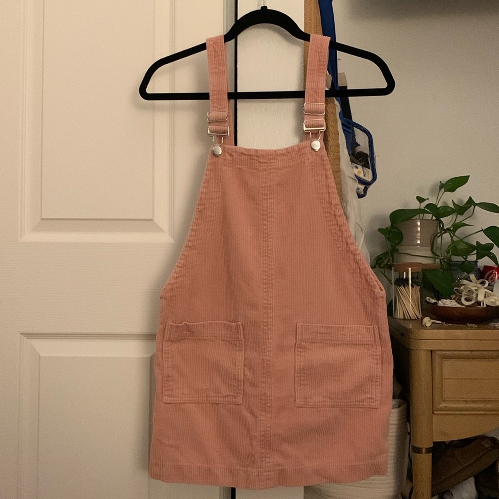 Pink Corduroy Pinafore Dress Size Small